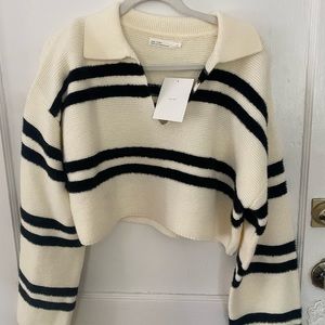 Oak and Fort white and black sweater - size S